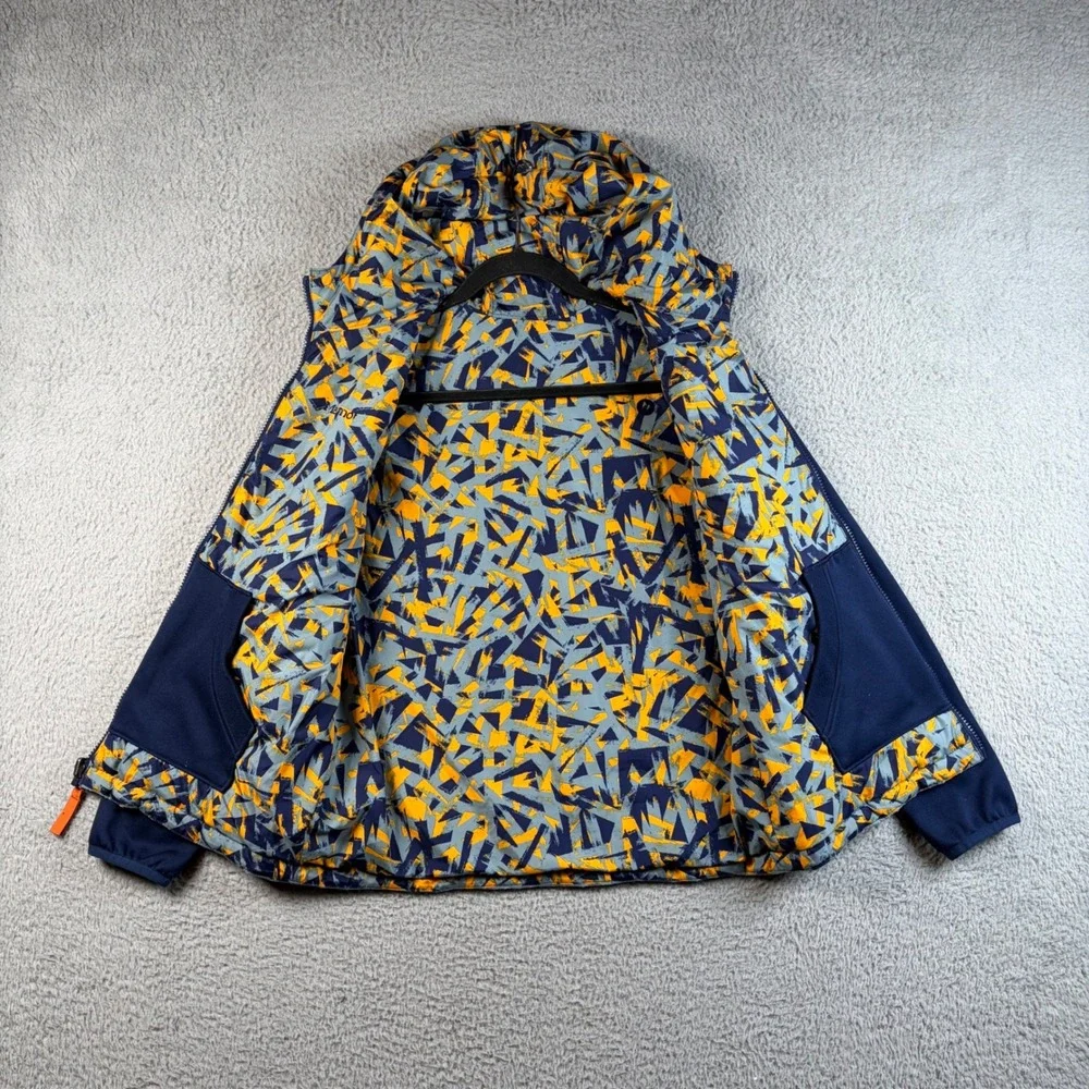 Marmot Boys Featherless Reversible Hooded Hybrid Puffer Navy Blue Grey XL Hiking